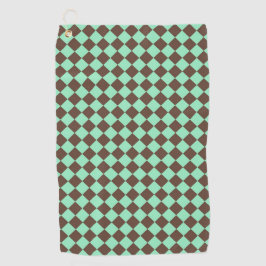 Toalla De Golf Patrón de cuadros de diamante verde marrón
