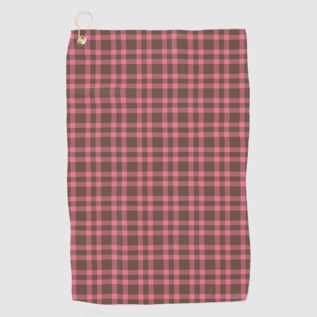 Toalla De Golf Patrón de Cuadros Rosa Marrón (Anverso)