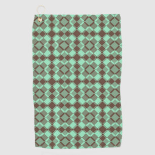 Toalla De Golf Patrón de cuadros verdes y marrones Argyle