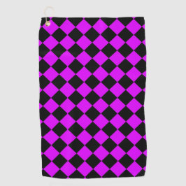Toalla De Golf Patrón de diamante de cuadros púrpura negro