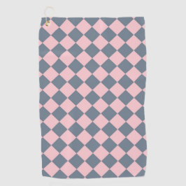 Toalla De Golf Patrón de diamante de cuadros rosa gris