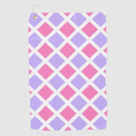 Toalla De Golf Patrón de diamante de cuadros rosa púrpura