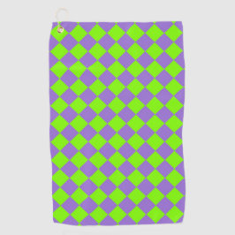 Toalla De Golf Patrón de diamante de cuadros verdes y morados