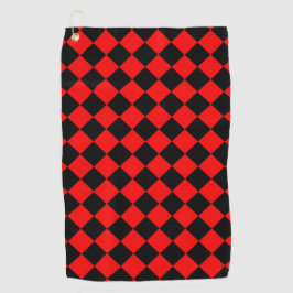 Toalla De Golf Patrón de diamante de damero rojo y negro
