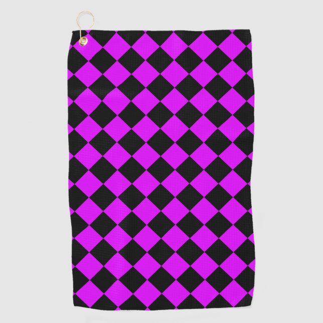 Toalla De Golf Patrón de diamante negro morado (Anverso)
