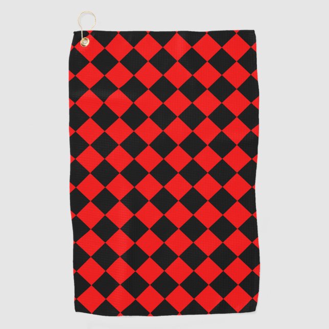Toalla De Golf Patrón de diamante negro rojo (Anverso)