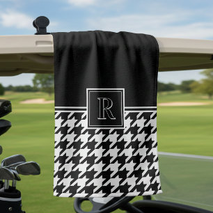 Toalla De Golf Patrón de dientes de perro con monograma en negro 