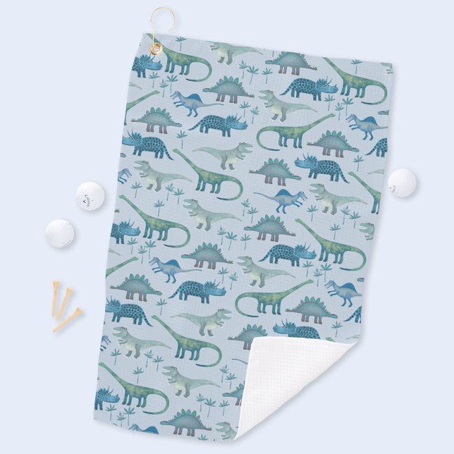Toalla De Golf Patrón de dinosaurio azul prehistórico (Dinosaur pattern fun golf towel)