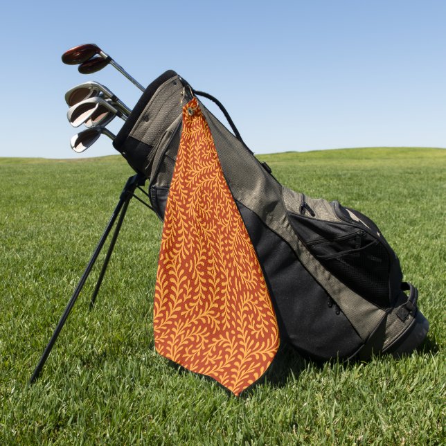 Toalla De Golf Patrón de enredadera amarilla dorada (Verde)