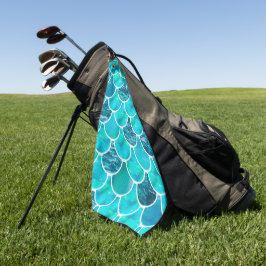 Toalla De Golf Patrón de escala de la sirena azul turquesa