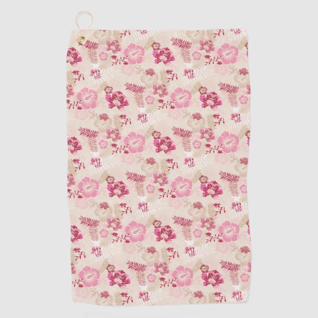Toalla De Golf Patrón de flores modernas rosadas lindas (Anverso)