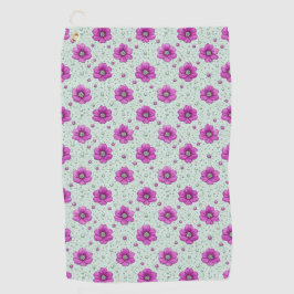 Toalla De Golf Patrón de flores rosadas con gotas