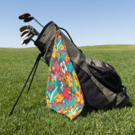 Toalla De Golf Patrón de flores tropicales coloridas