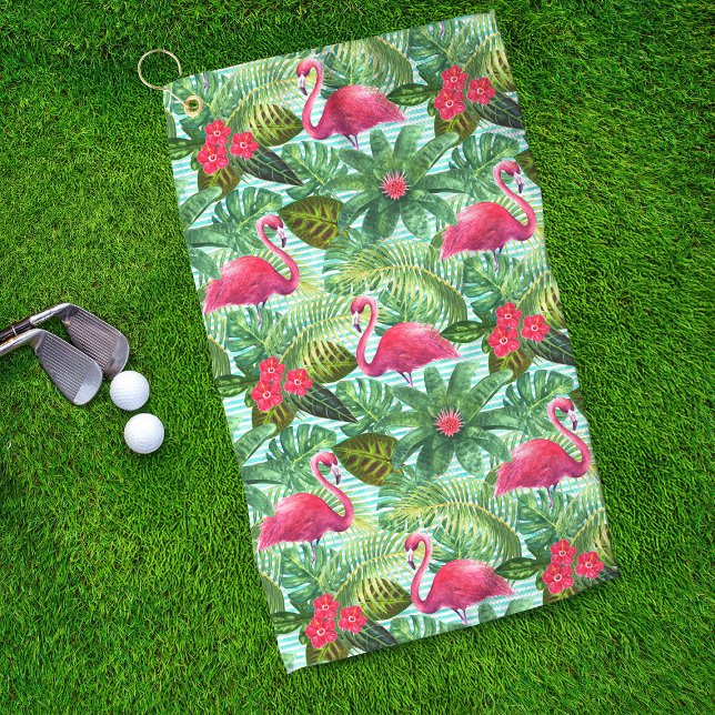 Toalla De Golf Patrón de Giro Floral Tropical Rosa Flamingo (Subido por el creador)