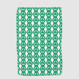 Toalla De Golf Patrón de Hexágono Blanco Verde Trébol