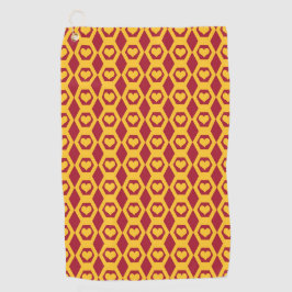 Toalla De Golf Patrón de Hexágono de Oro Garnet Corazones