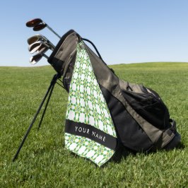 Toalla De Golf Patrón de Hoja, Hojas Verdes, Tu Nombre