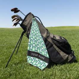 Toalla De Golf Patrón de hojas, hojas verdes, nombre