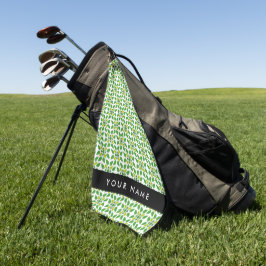 Toalla De Golf Patrón de hojas, hojas verdes, tu nombre