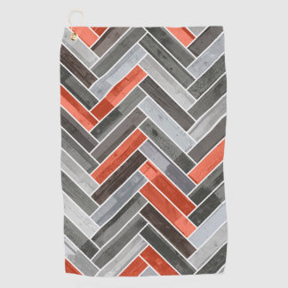 Toalla De Golf Patrón de hueso de arenque en gris Naranja