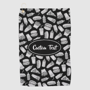 Toalla De Golf Patrón de iconos de comida rápida blanca