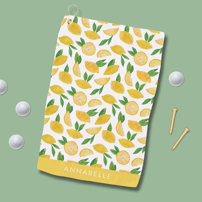 Toalla De Golf Patrón de limón cítrico (Lemon pattern personalized golf towel)