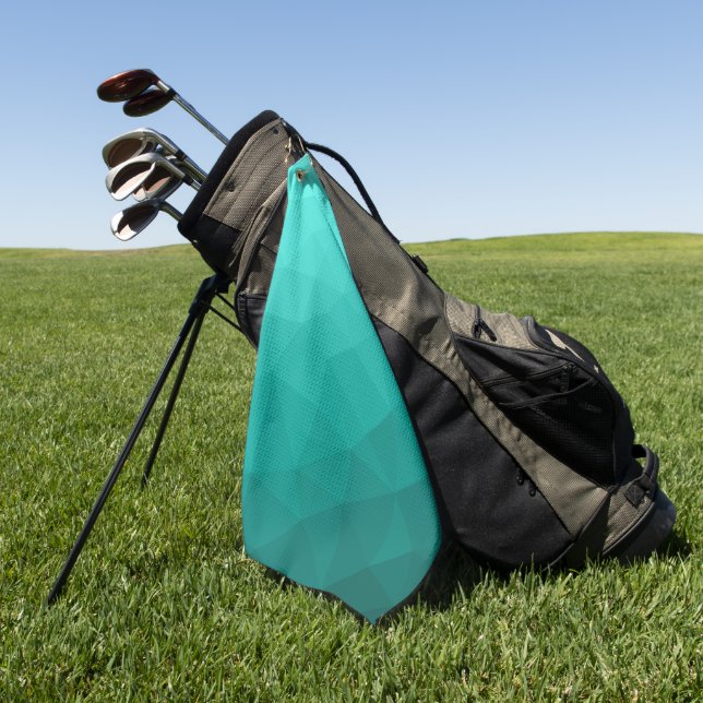 Toalla De Golf Patrón de malla geométrica con gradiente turquesa (Verde)