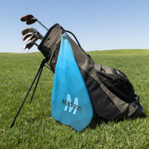 Toalla De Golf Patrón de malla geométrica de gradiente cian azul 