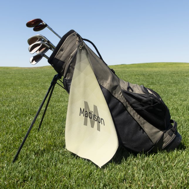Toalla De Golf Patrón de malla gris gris claro Monograma (Verde)