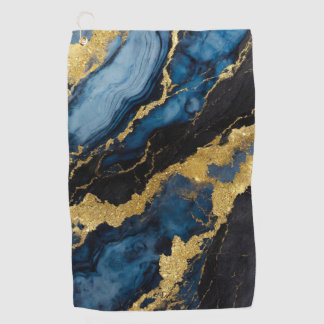 Toalla De Golf Patrón de mármol azul con oro