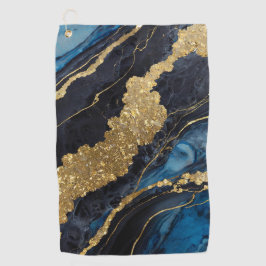 Toalla De Golf Patrón de mármol azul con oro