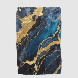 Toalla De Golf Patrón de mármol azul con oro