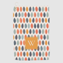 Toalla De Golf Patrón de monograma botánico de hojas azules de Na