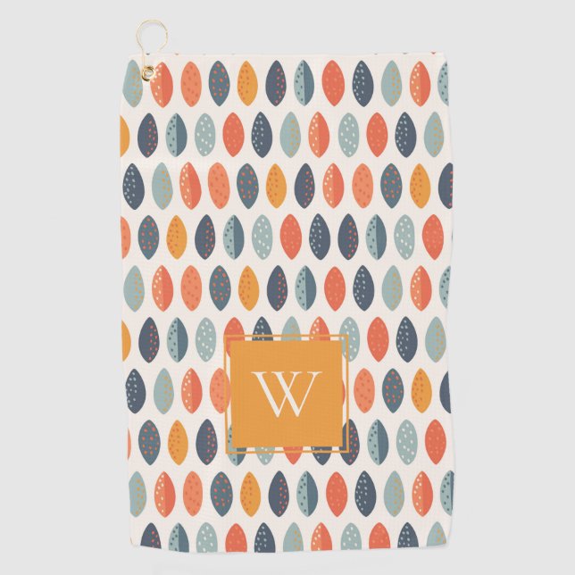 Toalla De Golf Patrón de monograma botánico de hojas azules de Na (Anverso)