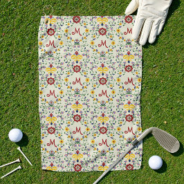 Toalla De Golf Patrón de monograma escandinavo Rosemaling Nordic