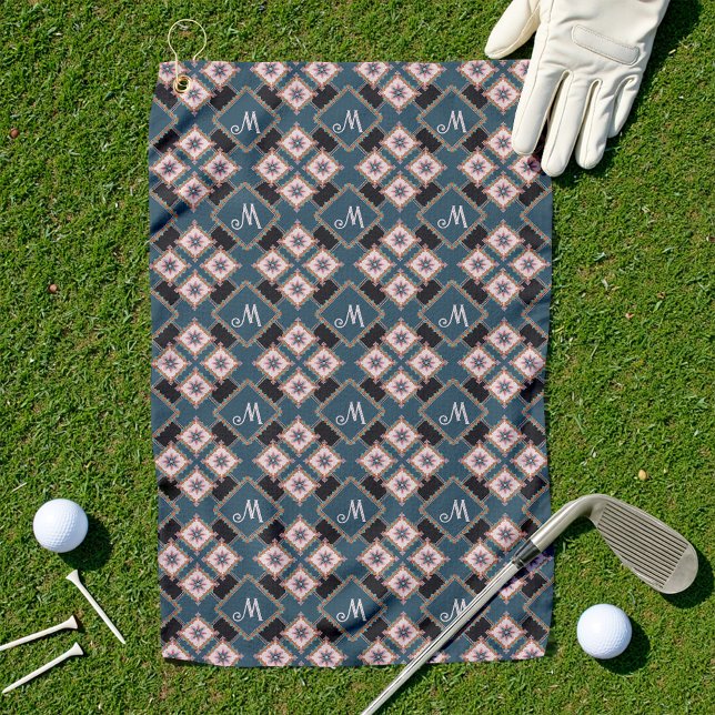 Toalla De Golf Patrón de monograma floral geométrico pastel moder (Subido por el creador)