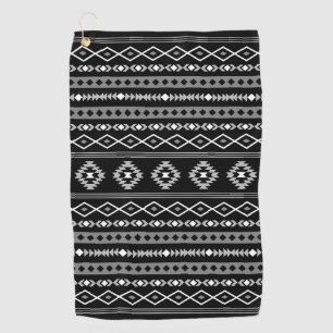 Toalla De Golf Patrón de motivos mixtos azteca blanco gris negro