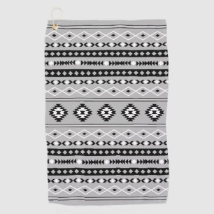 Toalla De Golf Patrón de motivos mixtos azteca blanco y negro gri
