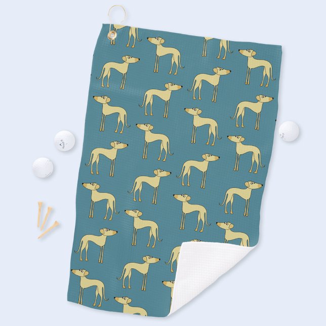 Toalla De Golf Patrón de perro divertido (Fun sloughi saluki greyhound whippet dog patterned golf towel)