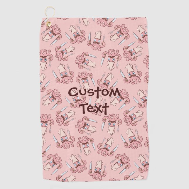 Toalla De Golf Patrón de Personalizado del Chef Squid (Anverso)