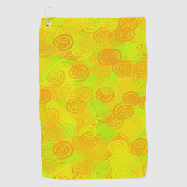 Toalla De Golf Patrón de remolinos amarillo verde naranja