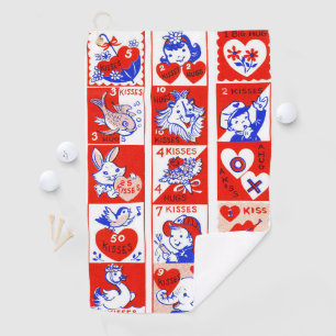 Toalla De Golf Patrón de sello vintage de San Valentín de los año