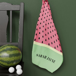 Toalla De Golf Patrón de semillas de sandía moderna rosa y verde