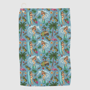 Toalla De Golf Patrón de surfista de dama retro