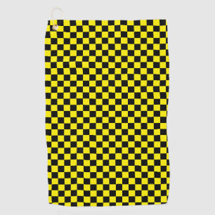 Toalla De Golf Patrón de tablero de ajedrez amarillo y negro