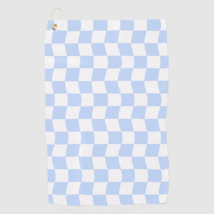Toalla De Golf Patrón de tablero de ajedrez retro azul pastel y b
