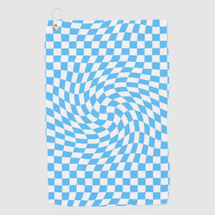 Toalla De Golf Patrón de tablero de cheques azul y blanco claro