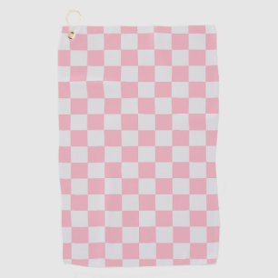 Toalla De Golf Patrón de tablero de cheques rosados + grises