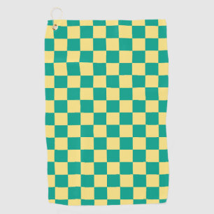 Toalla De Golf Patrón de tablero de cheques verde + amarillo