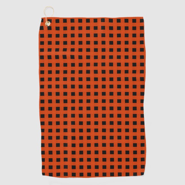 Toalla De Golf Patrón de tejido negro naranja (Anverso)